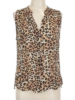 bella dahl Sleeveless Leopard Print Blouse - Tan/Black